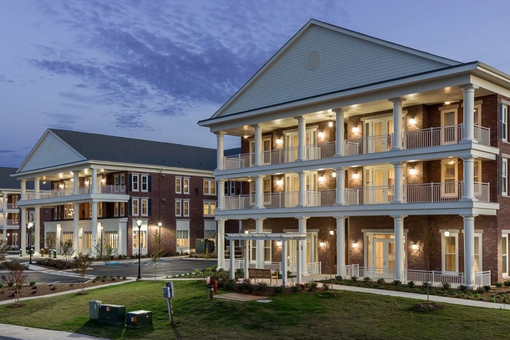 Exterior of Merrill Gardens senior living community in Madison, Alabama