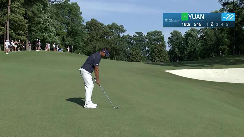 Carl Yuan makes birdie on No. 16 at BMW Charity Pro-Am