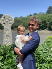 At my god daughters christening in St Just in Rosalind.